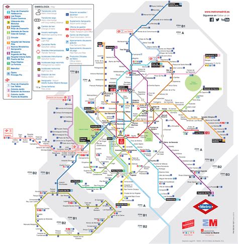 Map of Madrid subway, underground & tube (metro): stations & lines