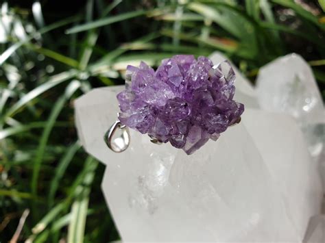 Amethyst Flower Cluster Silver Pendant • The Crystal Cave