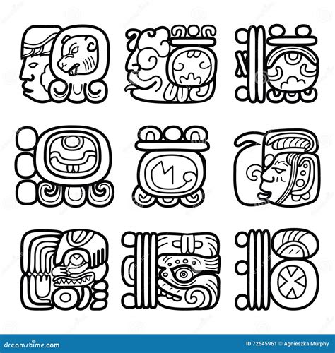 Maya Glyphs, Writing System And Languge Design Stock Illustration ...