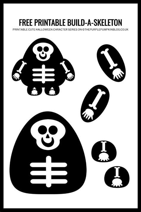 Free-Printable-Build-A-Skeleton Moldes Halloween, Halloween Paper ...