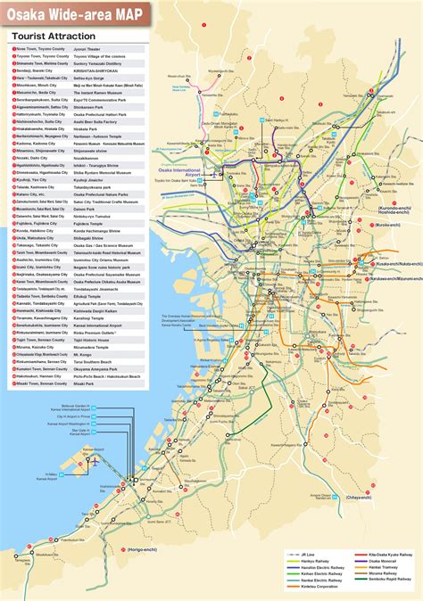 Osaka area tourist map - Ontheworldmap.com