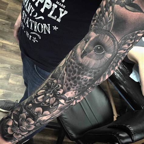 15+ Best Owl Sleeve Tattoo Designs | PetPress