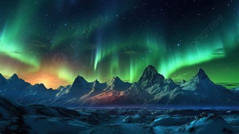 Spectacular 3d Artwork Of Aurora Borealis Above Snowy Arctic Mountains ...