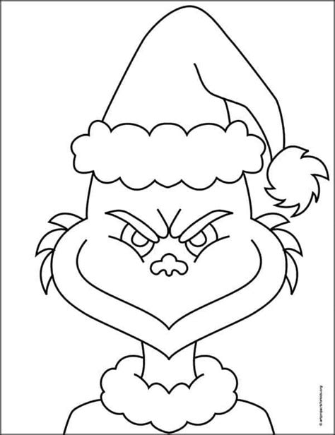 Easy How to Draw the Grinch Tutorial Video and Grinch Coloring Page