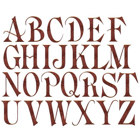 Old English Alphabet & Numbers Old Copper lettering Clipart