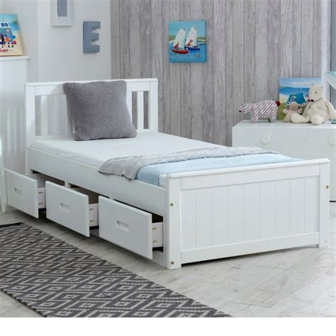 Mission White Wooden Storage Bed Frame - 3ft Single