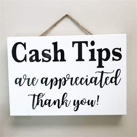 Cash Tips Are Appreciated Sign Thank You Restaurant Salon Signage ...