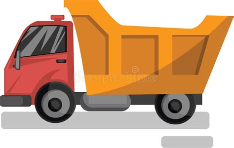 Vector Illustration Cartoon Style of Red and Yellow Dump Truck Stock ...