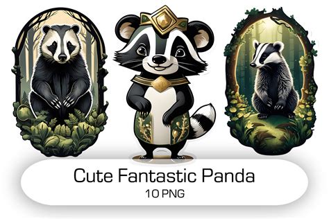 "Cute Fantastic Panda", Sticker Set Graphic by Анна · Creative Fabrica