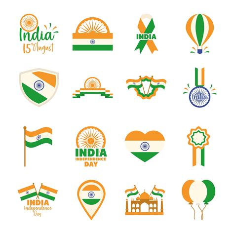 India Independence Day icon set 1437758 Vector Art at Vecteezy