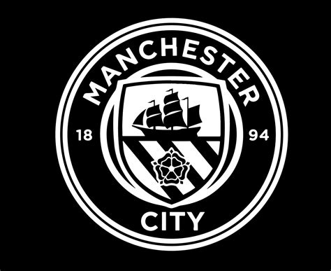 manchester city football club logo símbolo blanco y negro diseño ...