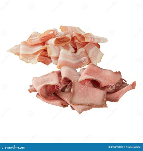 Thin Slices of Beef Bologna Bacon Cut Out Isolated White Background ...