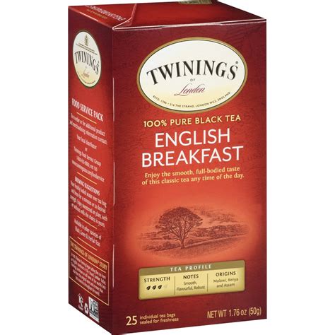 Twinings of London English Breakfast Black Tea Bag - 25 TWG09181, TWG ...