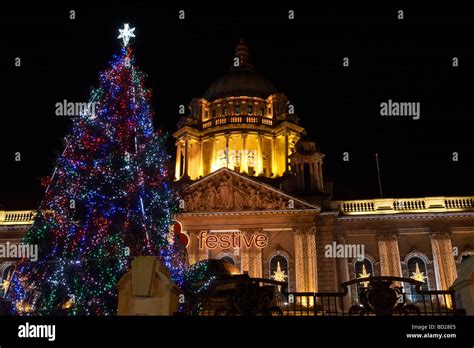 Christmas tree and christmas lights at Belfast City Hall Northern ...