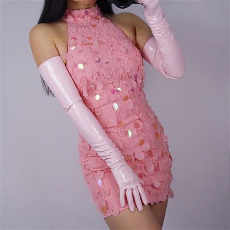 Light Pink Opera Leather Gloves Elbow Length 70cm Long - Etsy