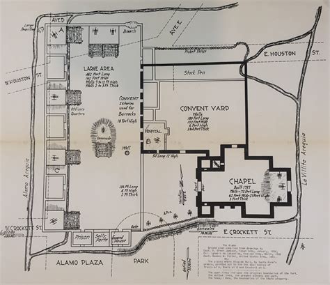 Layout of the Alamo during the Siege, Texas Revolution Military Map ...