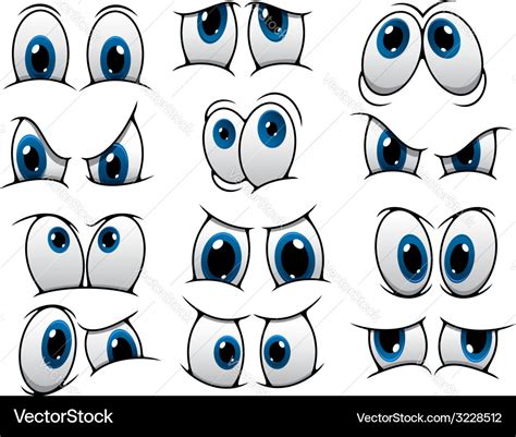 Funny cartoon eyes set Royalty Free Vector Image