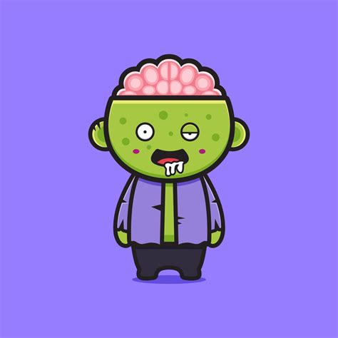 Cute zombie halloween cartoon icon illustration 3300306 Vector Art at ...