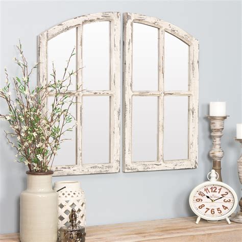 Jolene Arch Window Pane Mirrors Off-White 27" x 15" (Set of 2) by ...