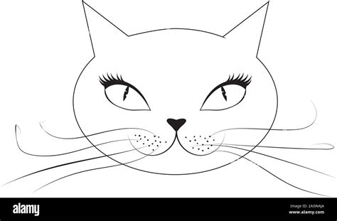 Abstract cartoon cat face in black and white Stock Vector Image & Art ...