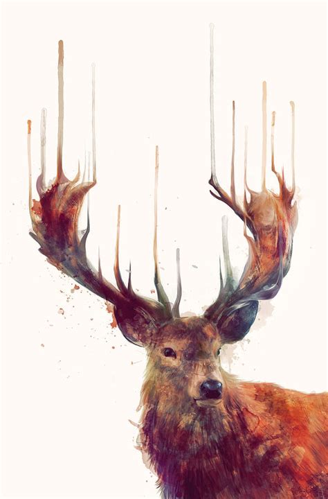 Red Deer Painting by Amy Hamilton