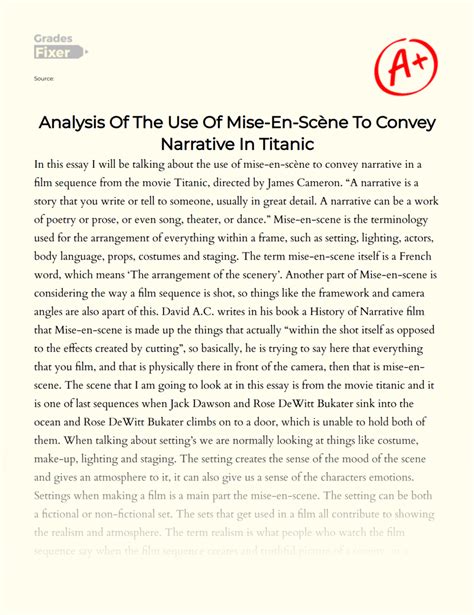 Analysis Of The Use Of Mise-En-Scène To Convey Narrative In Titanic ...