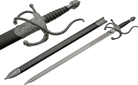 Amazon.com : SZCO Supplies 43.25" Black Leather Wrapped Handle Medieval ...