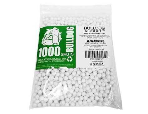 Bulldog Biodegradable 1000 Airsoft BB Pouch Pellets 0.20G (White ...