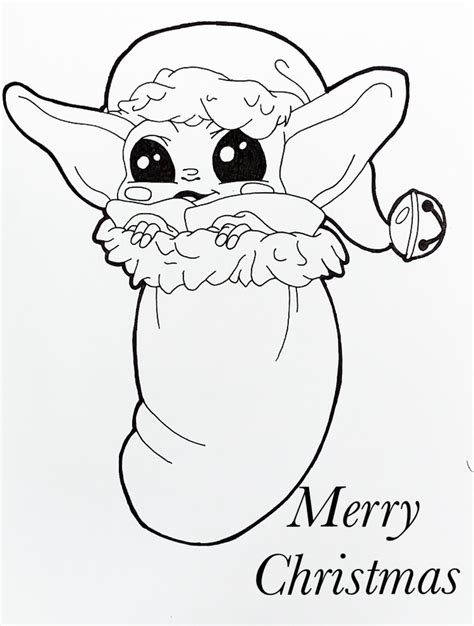 Baby Yoda Christmas Coloring Pages Printable