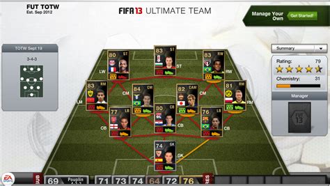 FUT 13 TOTW 1 September 19th - FIFA 13 Ultimate Team - Team of the Week ...