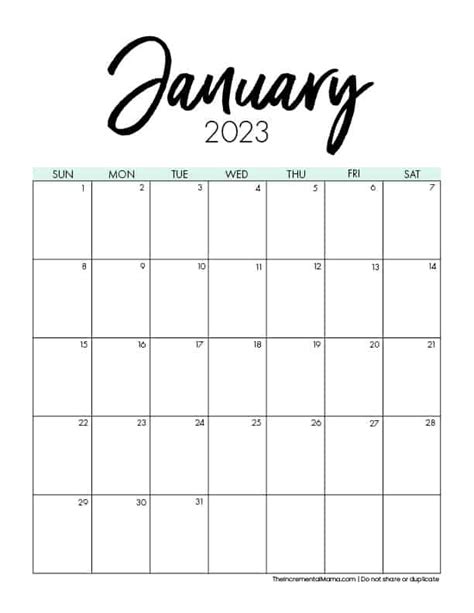 Blank Monthly Calendar Printable 2023