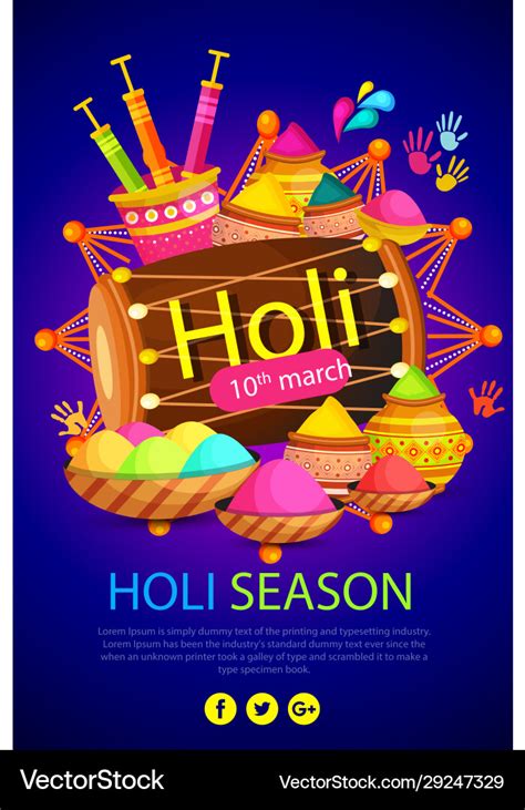 Happy holi festival poster design Royalty Free Vector Image