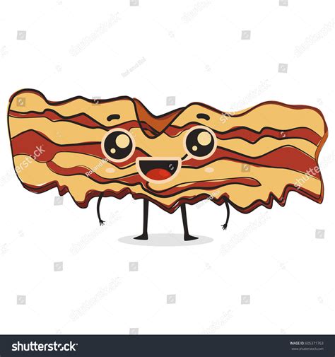 Cute Comic Bacon Cartoon Character Traditional Stock Vector 605371763 ...