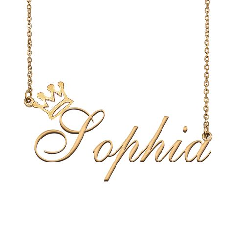 Sophia Name Necklace With Crown Name Necklace Gold Custom | Etsy