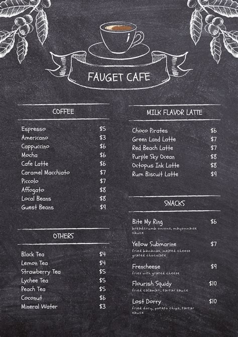 Cute Cafe Menu Items