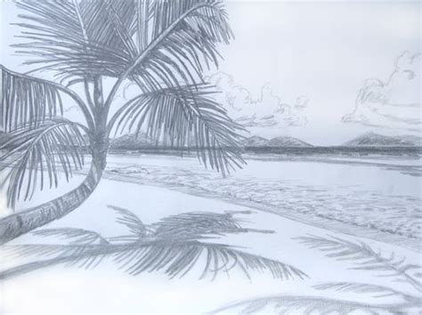 pencil drawings of beaches - Google Search | Pencil sketches landscape ...