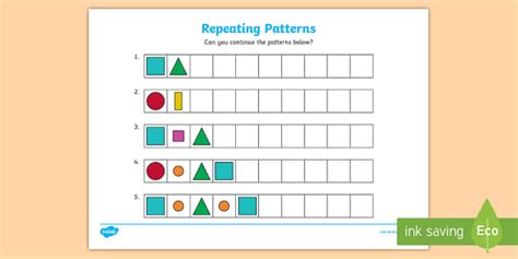 FREE! - Continue the Pattern Worksheet | Teaching Resources