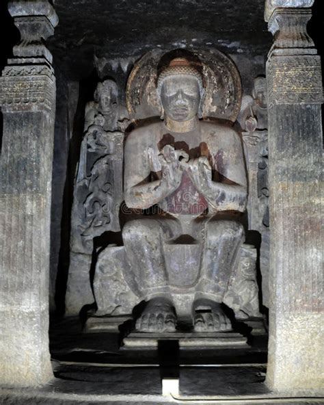 Cave Sculptures Buddha of Ajanta, Aurangabad, India Stock Image - Image ...