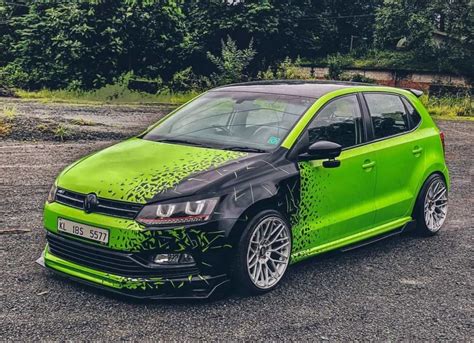 Modified Volkswagen Polo With Green And Black Wrap Looks Enticing