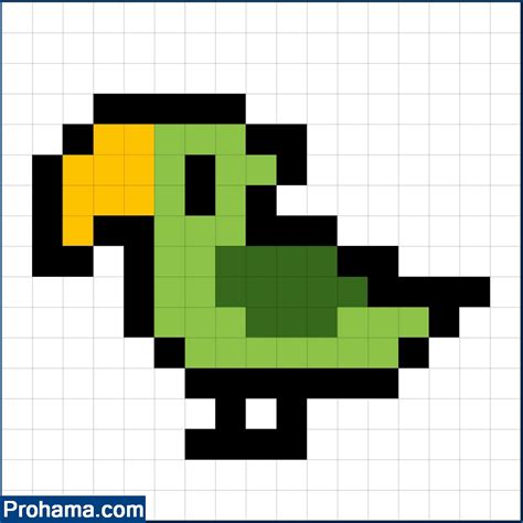 Simple Pixel Bird | 15x15 Pixel Art | Parrot Pixel Art