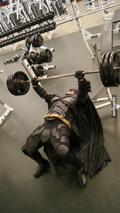 Batman working out at the local gym. - 9GAG