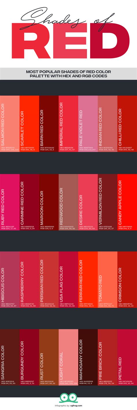 shades | Shades of red color, Red colour palette, Hex color palette