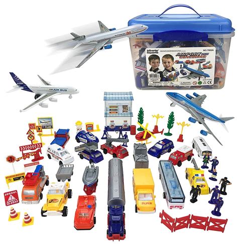 Bisontec Kids Airport Speed Concourse Plane Vehicle Playset (57 Pieces ...