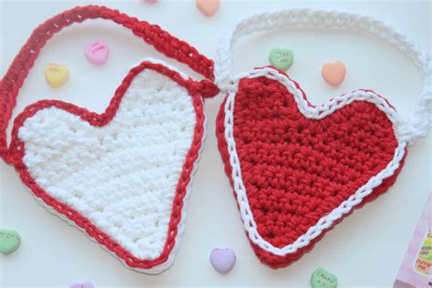 Valentine's Day Crochet Heart Treat Bag