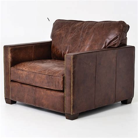 Larkin Vintage Cigar Distressed Leather Club Chair