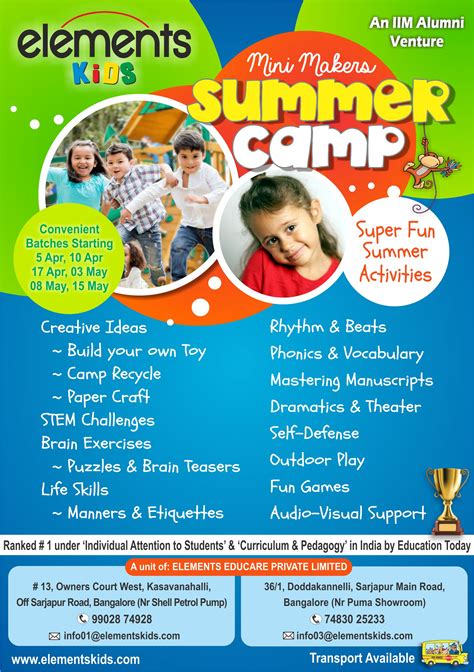 Summer Camp for Kids - Elements Kids, Sarjapur Road, Bangalore