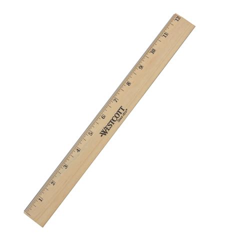 WESTCOTT Wood Ruler, 12", Beveled, English, Single Metal Edge - Walmart.com