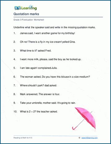 Quotation mark worksheets | K5 Learning