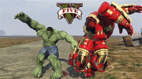 GTA V - MODS - IRON MAN HULK BUSTER Vs HULK! - YouTube