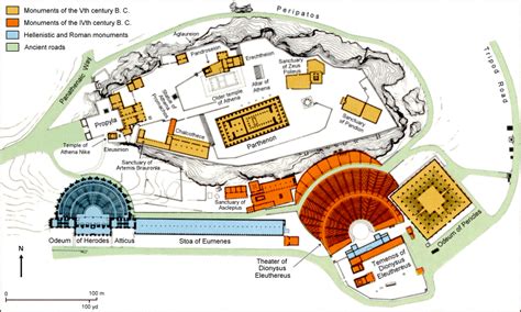 Map of the Acropolis of Athens